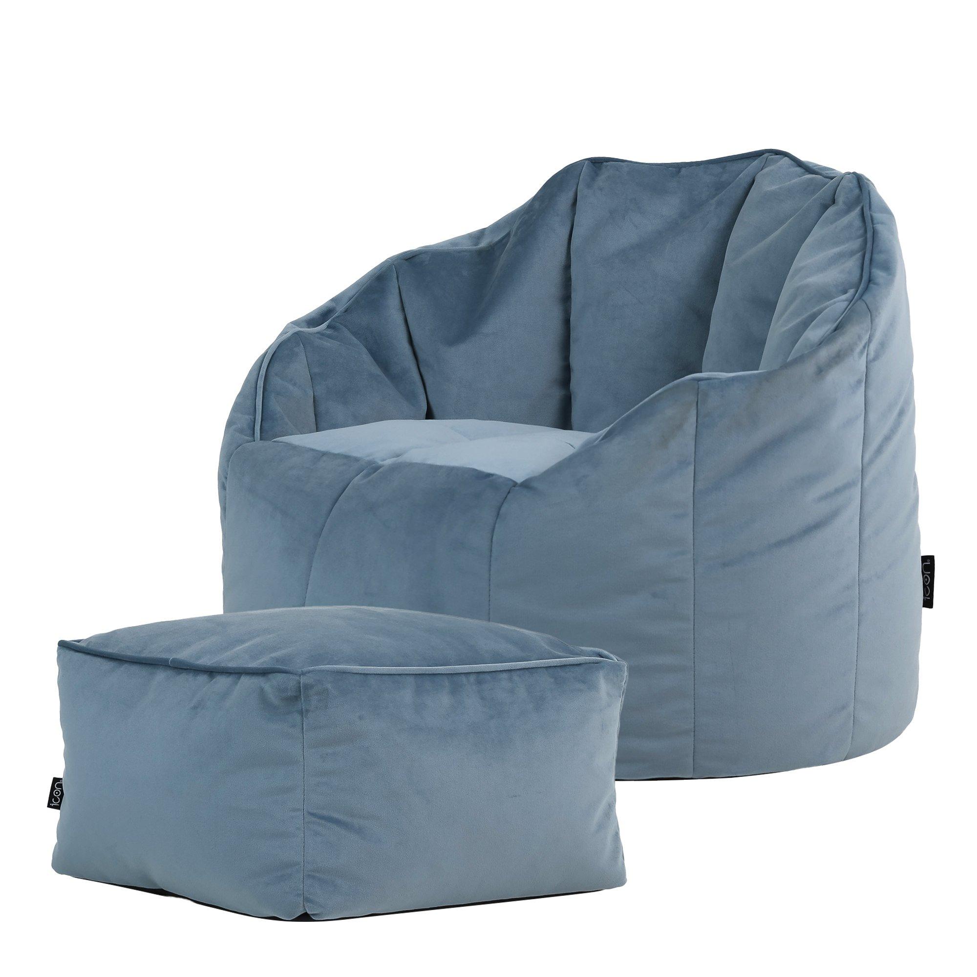 Sirena Scallop Chair Bean Bag and Footstool Velvet Bean Bags